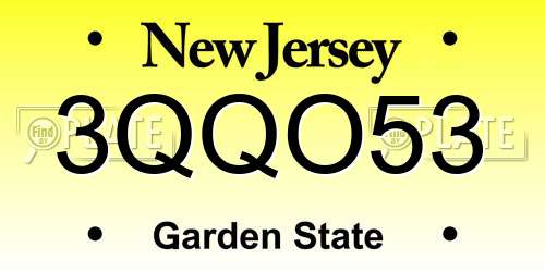 3QQO53 New Jersey License Plate