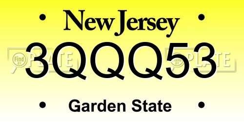3QQQ53 New Jersey License Plate