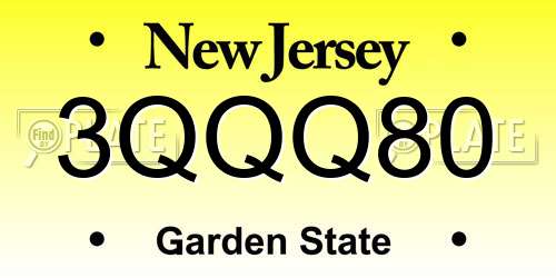 3QQQ80 New Jersey License Plate