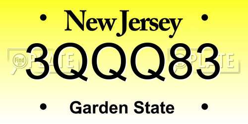 3QQQ83 New Jersey License Plate