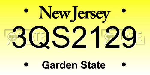 3QS2129 New Jersey License Plate