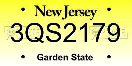 3QS2179 New Jersey License Plate