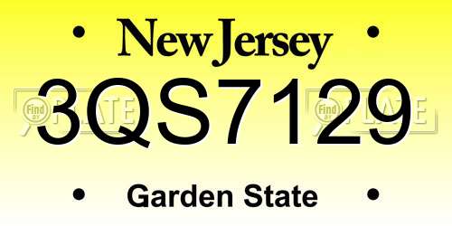 3QS7129 New Jersey License Plate
