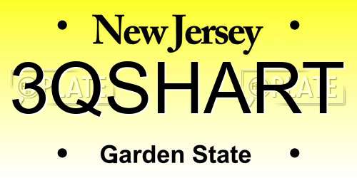 3QSHART New Jersey License Plate