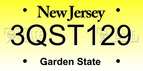3QST129 New Jersey License Plate