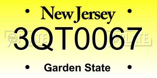 3QT0067 New Jersey License Plate