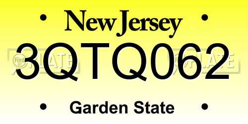 3QTQ062 New Jersey License Plate