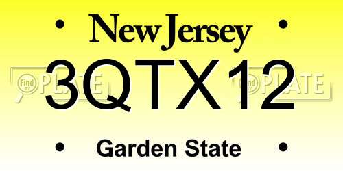 3QTX12 New Jersey License Plate