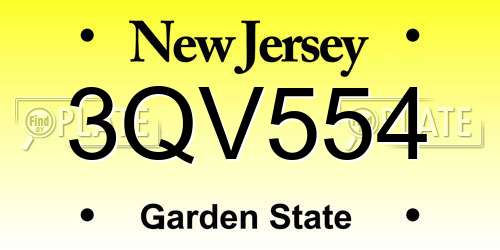 3QV554 New Jersey License Plate