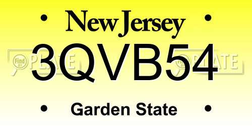 3QVB54 New Jersey License Plate