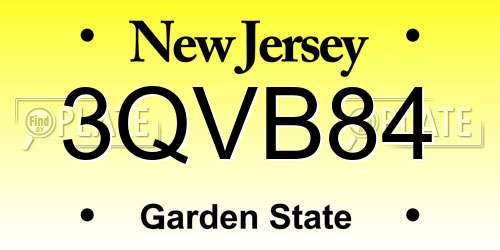 3QVB84 New Jersey License Plate