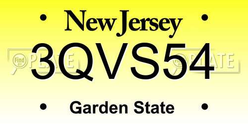 3QVS54 New Jersey License Plate