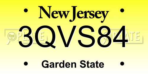 3QVS84 New Jersey License Plate