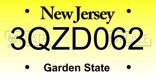 3QZD062 New Jersey License Plate