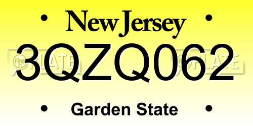 3QZQ062 New Jersey License Plate