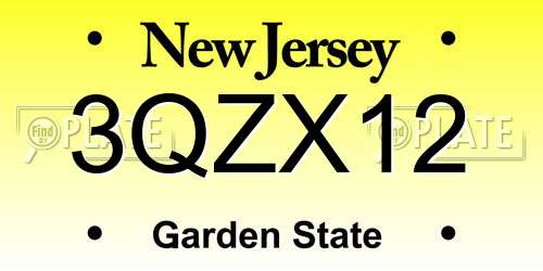 3QZX12 New Jersey License Plate