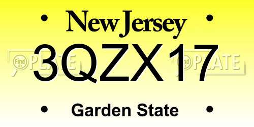 3QZX17 New Jersey License Plate