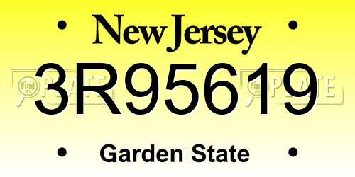 3R95619 New Jersey License Plate