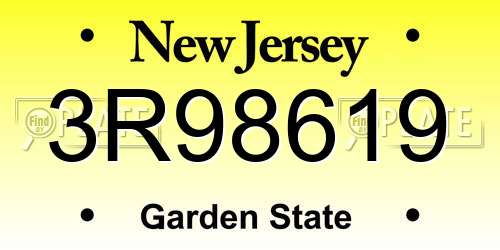 3R98619 New Jersey License Plate