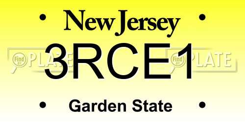 3RCE1 New Jersey License Plate