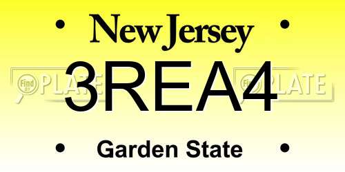 3REA4 New Jersey License Plate