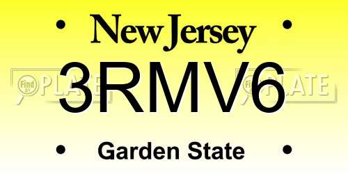 3RMV6 New Jersey License Plate