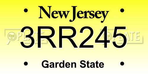 3RR245 New Jersey License Plate