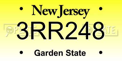 3RR248 New Jersey License Plate
