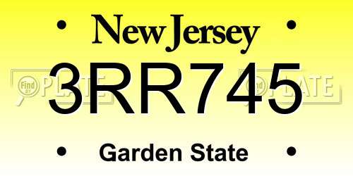 3RR745 New Jersey License Plate