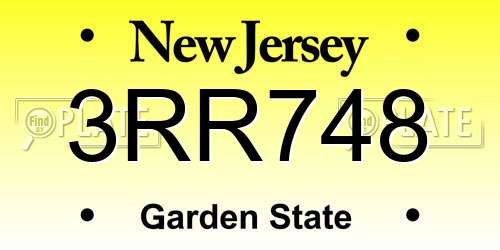 3RR748 New Jersey License Plate