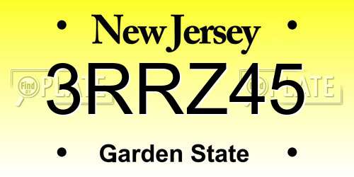 3RRZ45 New Jersey License Plate