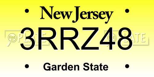 3RRZ48 New Jersey License Plate