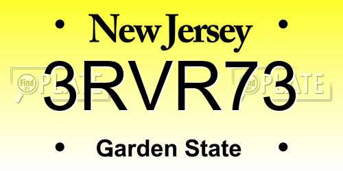 3RVR73 New Jersey License Plate