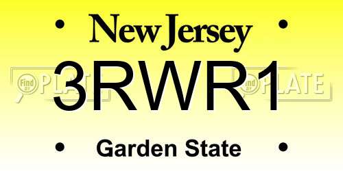 3RWR1 New Jersey License Plate