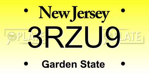 3RZU9 New Jersey License Plate