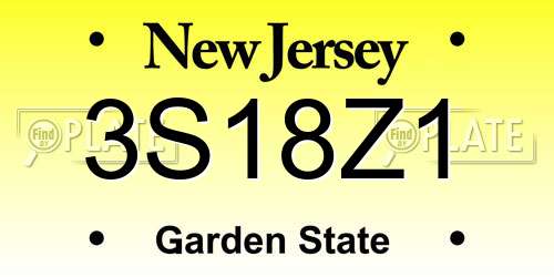3S18Z1 New Jersey License Plate