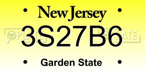 3S27B6 New Jersey License Plate