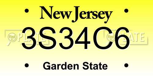 3S34C6 New Jersey License Plate