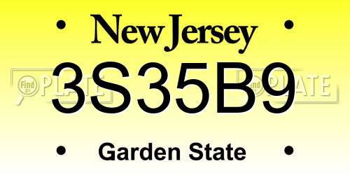 3S35B9 New Jersey License Plate