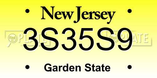 3S35S9 New Jersey License Plate