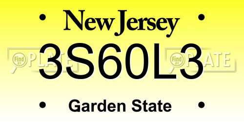 3S60L3 New Jersey License Plate