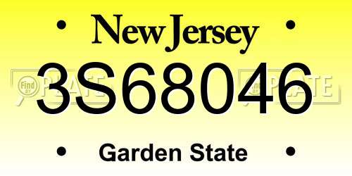 3S68046 New Jersey License Plate