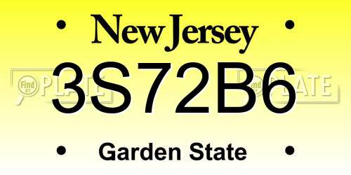 3S72B6 New Jersey License Plate