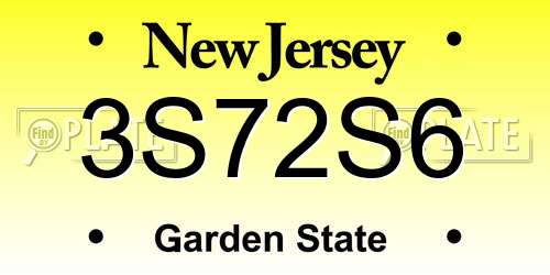 3S72S6 New Jersey License Plate
