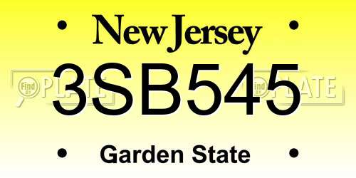 3SB545 New Jersey License Plate