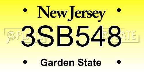3SB548 New Jersey License Plate