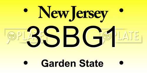 3SBG1 New Jersey License Plate