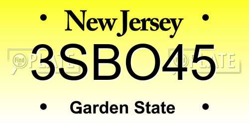 3SBO45 New Jersey License Plate
