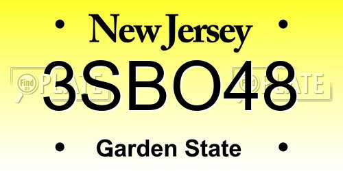 3SBO48 New Jersey License Plate