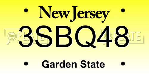 3SBQ48 New Jersey License Plate